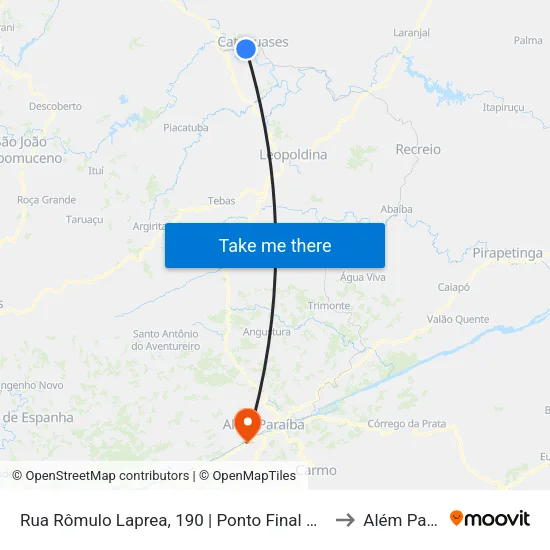 Rua Rômulo Laprea, 190 | Ponto Final Do Imê Farage to Além Paraíba map