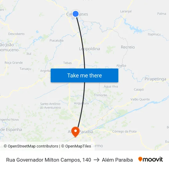 Rua Governador Milton Campos, 140 to Além Paraíba map