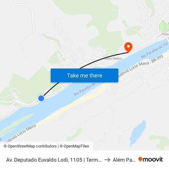 Av. Deputado Euvaldo Lodi, 1105 | Terminal Da Jaqueira to Além Paraíba map