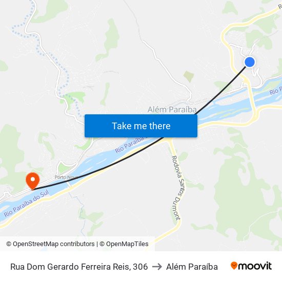 Rua Dom Gerardo Ferreira Reis, 306 to Além Paraíba map