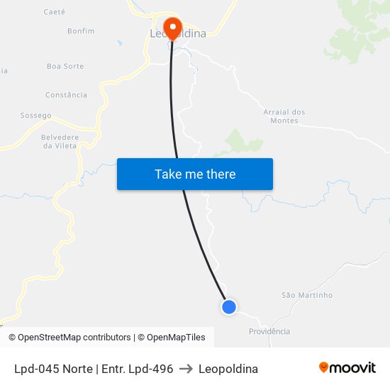 Lpd-045 Norte | Entr. Lpd-496 to Leopoldina map