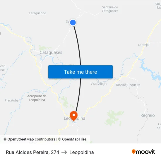 Rua Alcides Pereira, 274 to Leopoldina map