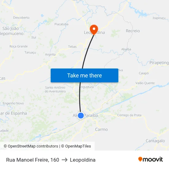 Rua Manoel Freire, 160 to Leopoldina map