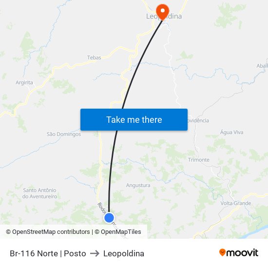 Br-116 Norte | Posto to Leopoldina map