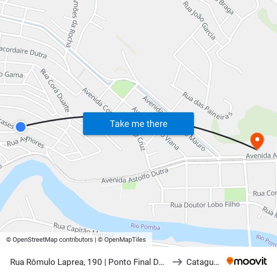 Rua Rômulo Laprea, 190 | Ponto Final Do Imê Farage to Cataguases map