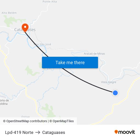 Lpd-419 Norte to Cataguases map