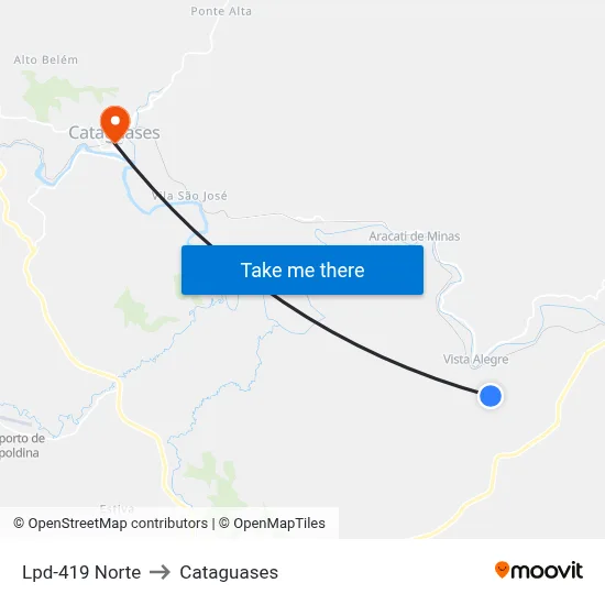 Lpd-419 Norte to Cataguases map