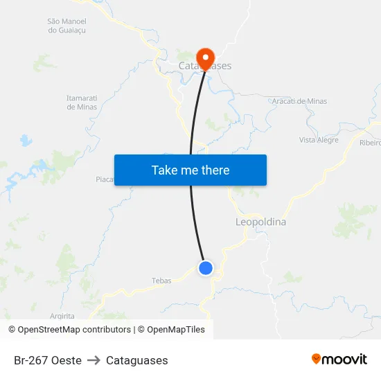Br-267 Oeste to Cataguases map