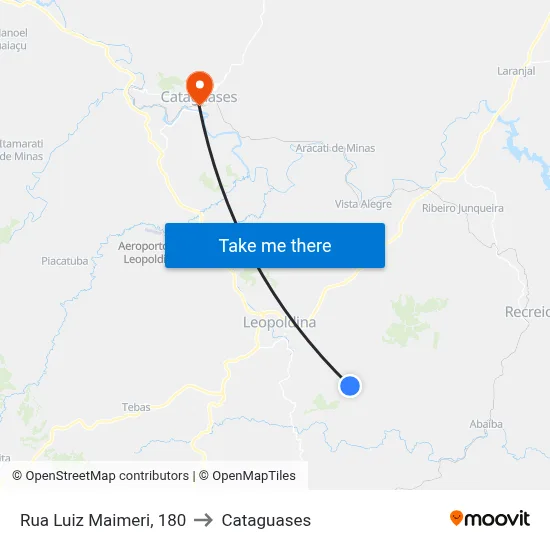 Rua Luiz Maimeri, 180 to Cataguases map