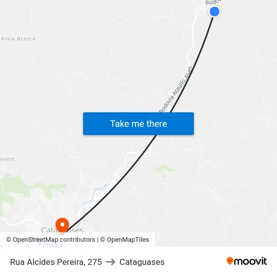 Rua Alcides Pereira, 275 to Cataguases map