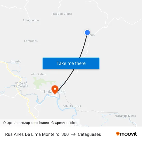 Rua Aires De Lima Monteiro, 300 to Cataguases map