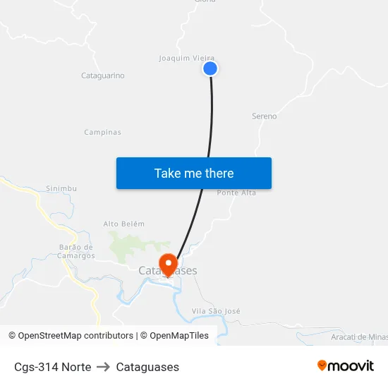 Cgs-314 Norte to Cataguases map