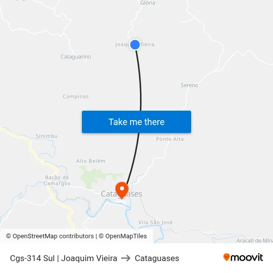 Cgs-314 Sul | Joaquim Vieira to Cataguases map