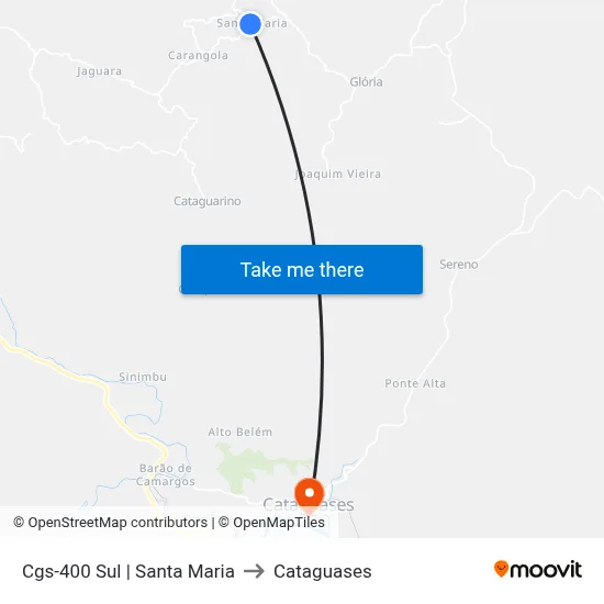 Cgs-400 Sul | Santa Maria to Cataguases map