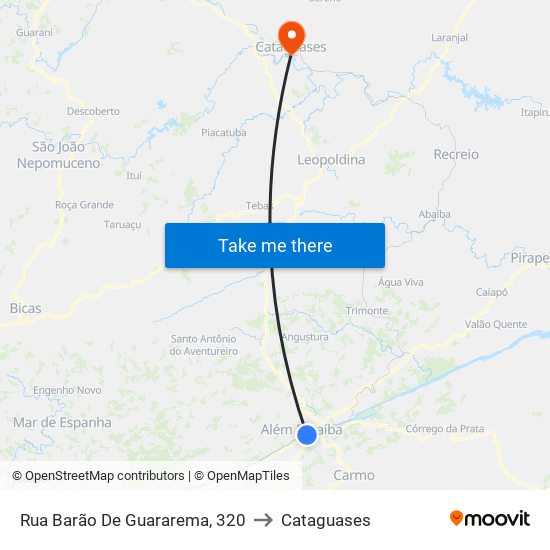 Rua Barão De Guararema, 320 to Cataguases map