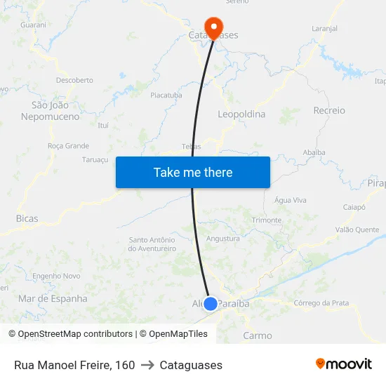 Rua Manoel Freire, 160 to Cataguases map