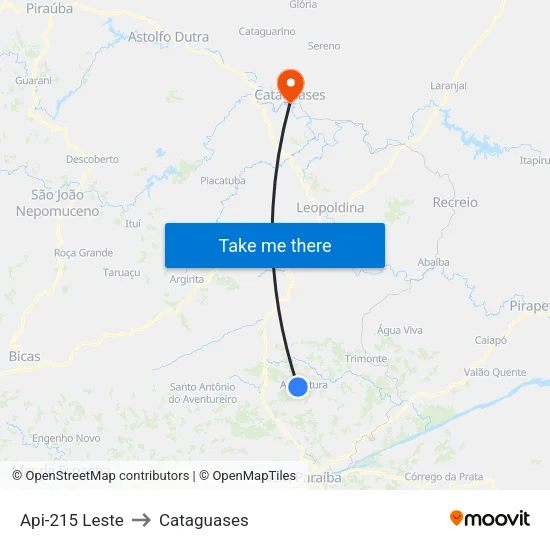 Api-215 Leste to Cataguases map
