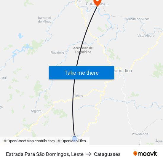 Estrada Para São Domingos, Leste to Cataguases map