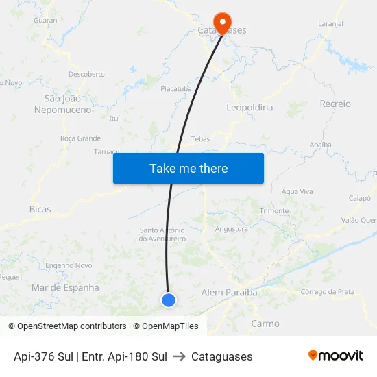 Api-376 Sul | Entr. Api-180 Sul to Cataguases map