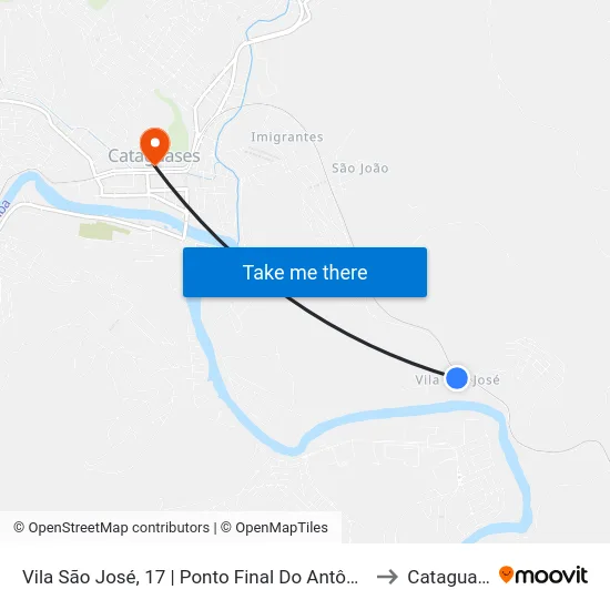 Vila São José, 17 | Ponto Final Do Antônio Justino to Cataguases map