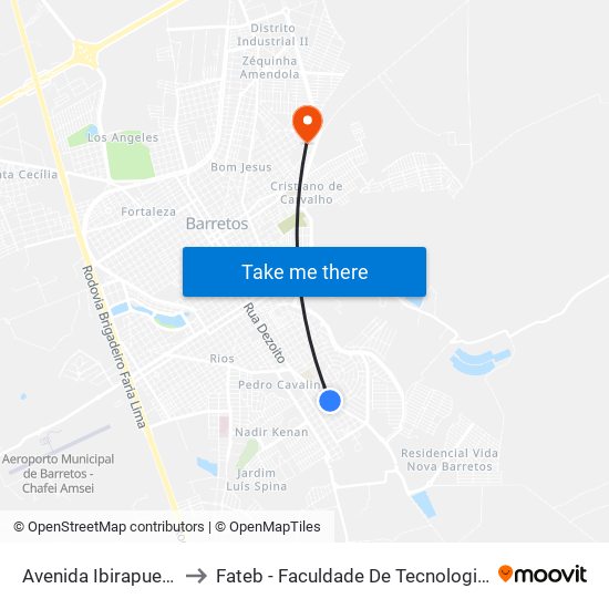 Avenida Ibirapuera, 578 to Fateb - Faculdade De Tecnologia Barretos map