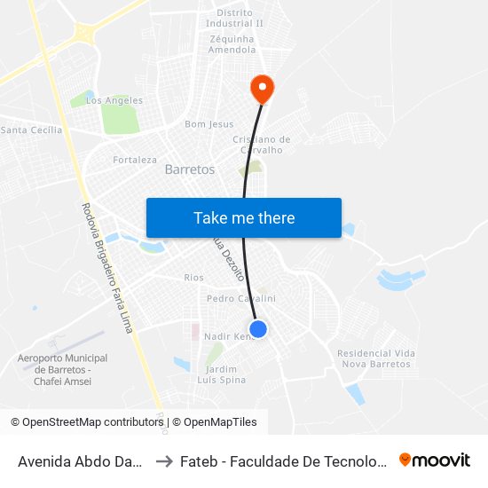 Avenida Abdo Daher, 1-71 to Fateb - Faculdade De Tecnologia Barretos map