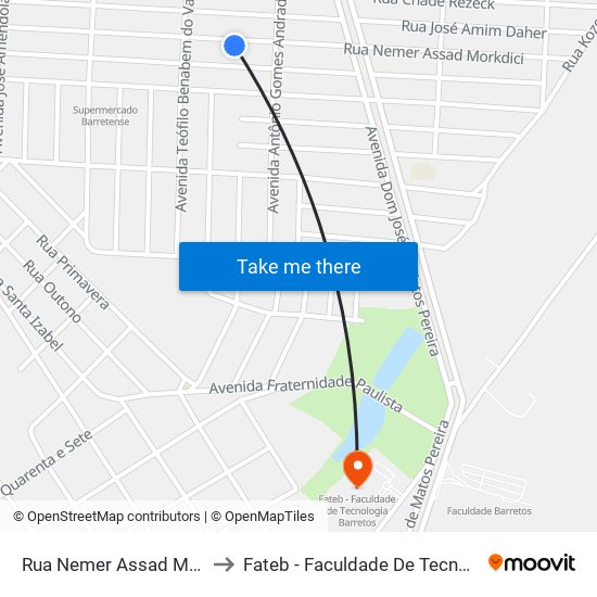 Rua Nemer Assad Morkdici, 486 to Fateb - Faculdade De Tecnologia Barretos map