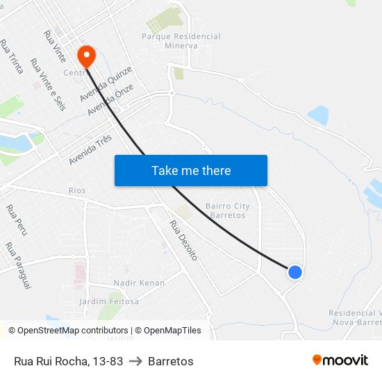 Rua Rui Rocha, 13-83 to Barretos map