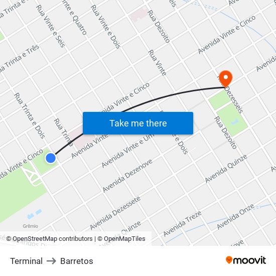 Terminal to Barretos map