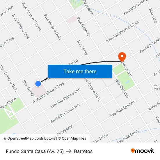 Fundo Santa Casa (Av. 25) to Barretos map