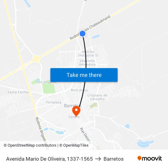 Avenida Mario De Oliveira, 1337-1565 to Barretos map