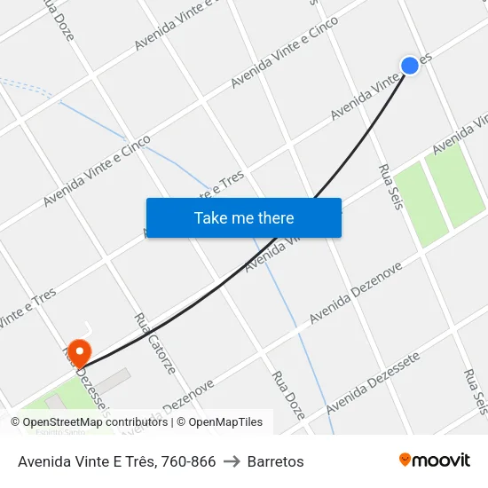 Avenida Vinte E Três, 760-866 to Barretos map