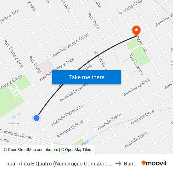 Rua Trinta E Quatro (Numeração Com Zero Inicial), 1296-1378 to Barretos map