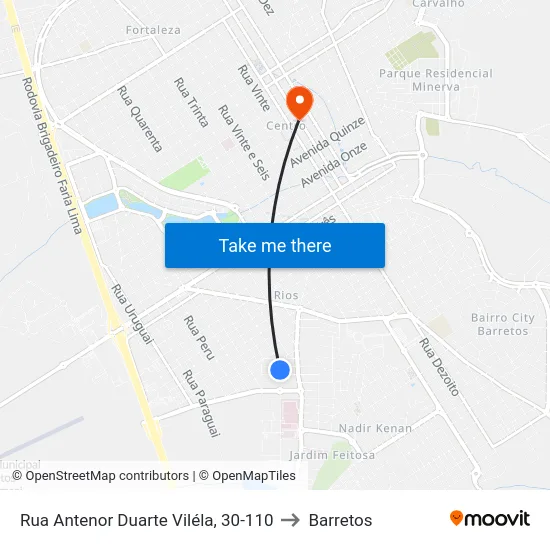 Rua Antenor Duarte Viléla, 30-110 to Barretos map