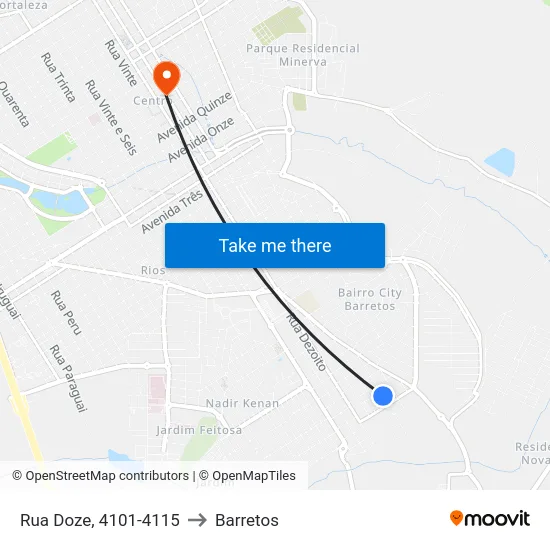 Rua Doze, 4101-4115 to Barretos map