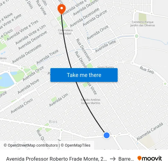 Avenida Professor Roberto Frade Monte, 2147-2215 to Barretos map