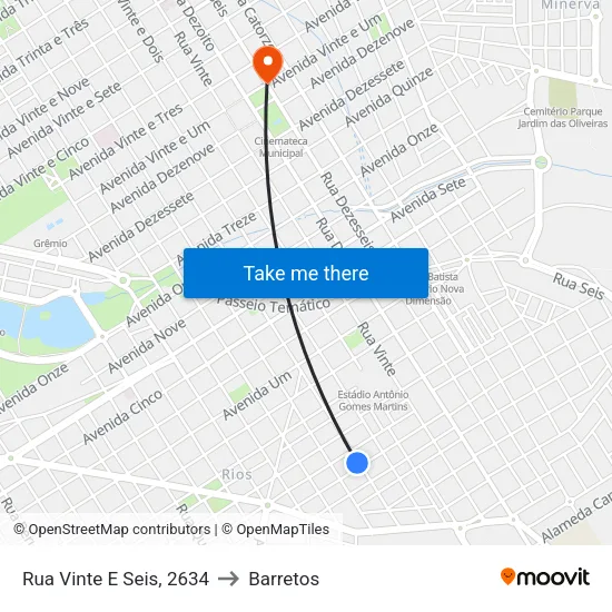 Rua Vinte E Seis, 2634 to Barretos map