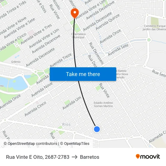 Rua Vinte E Oito, 2687-2783 to Barretos map