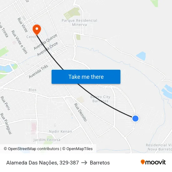 Alameda Das Nações, 329-387 to Barretos map