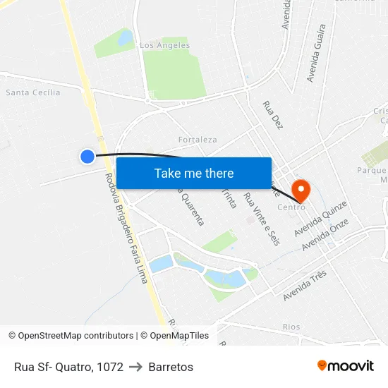 Rua Sf- Quatro, 1072 to Barretos map