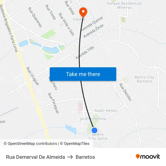 Rua Demerval De Almeida to Barretos map