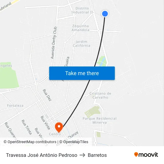 Travessa José Antônio Pedroso to Barretos map