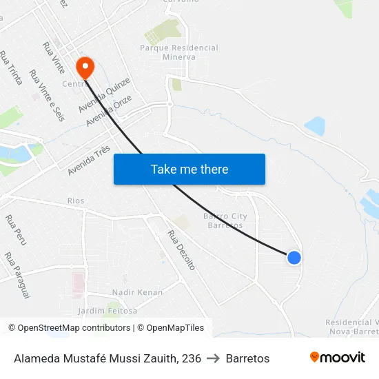 Alameda Mustafé Mussi Zauith, 236 to Barretos map