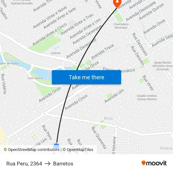 Rua Peru, 2364 to Barretos map
