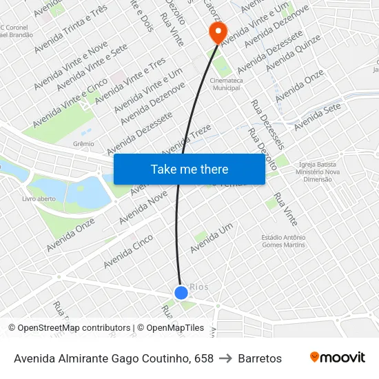 Avenida Almirante Gago Coutinho, 658 to Barretos map