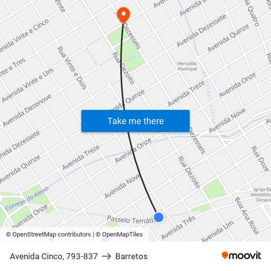 Avenida Cinco, 793-837 to Barretos map