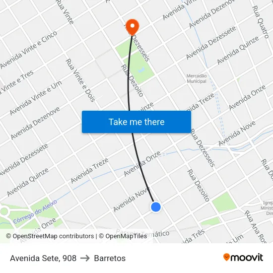 Avenida Sete, 908 to Barretos map