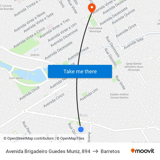 Avenida Brigadeiro Guedes Muniz, 894 to Barretos map