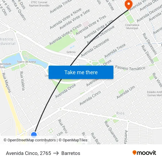 Avenida Cinco, 2765 to Barretos map