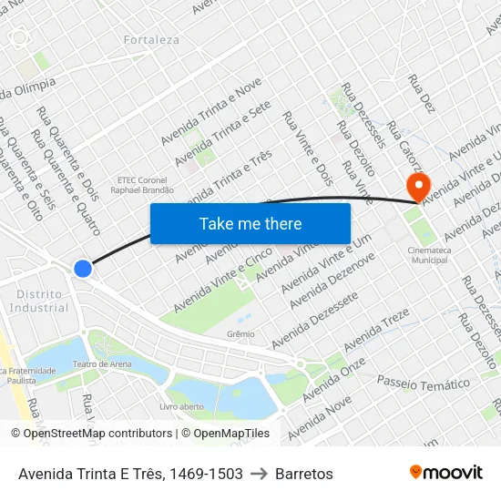 Avenida Trinta E Três, 1469-1503 to Barretos map